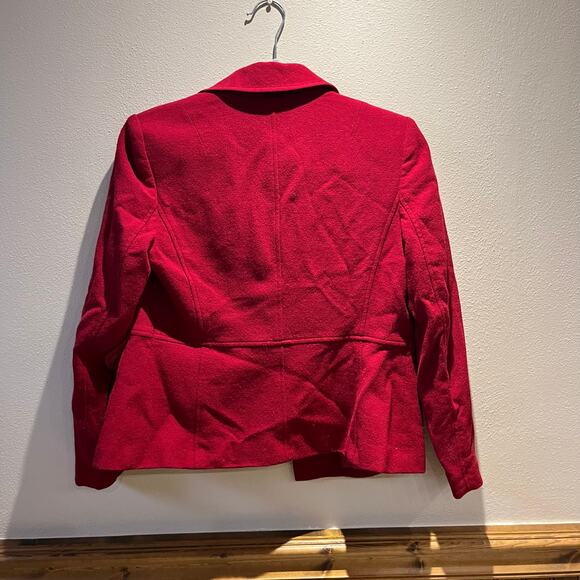 Talbots 100% Wool Jacket Dress Set Sz 8 Petite Cherry Red Business Casual Career - Picture 3 of 10